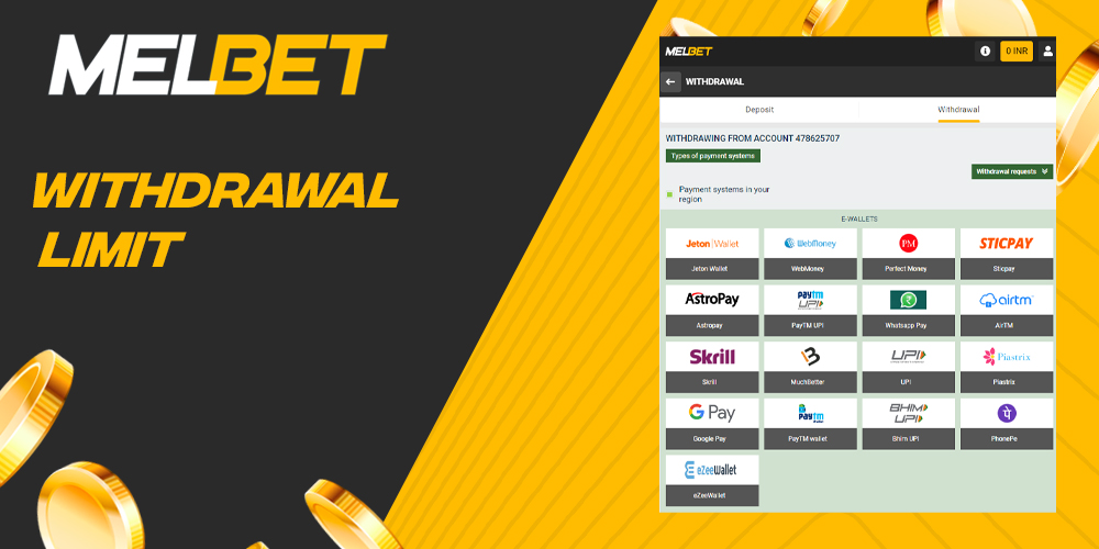 Available withdrawal limits for FUN88 India